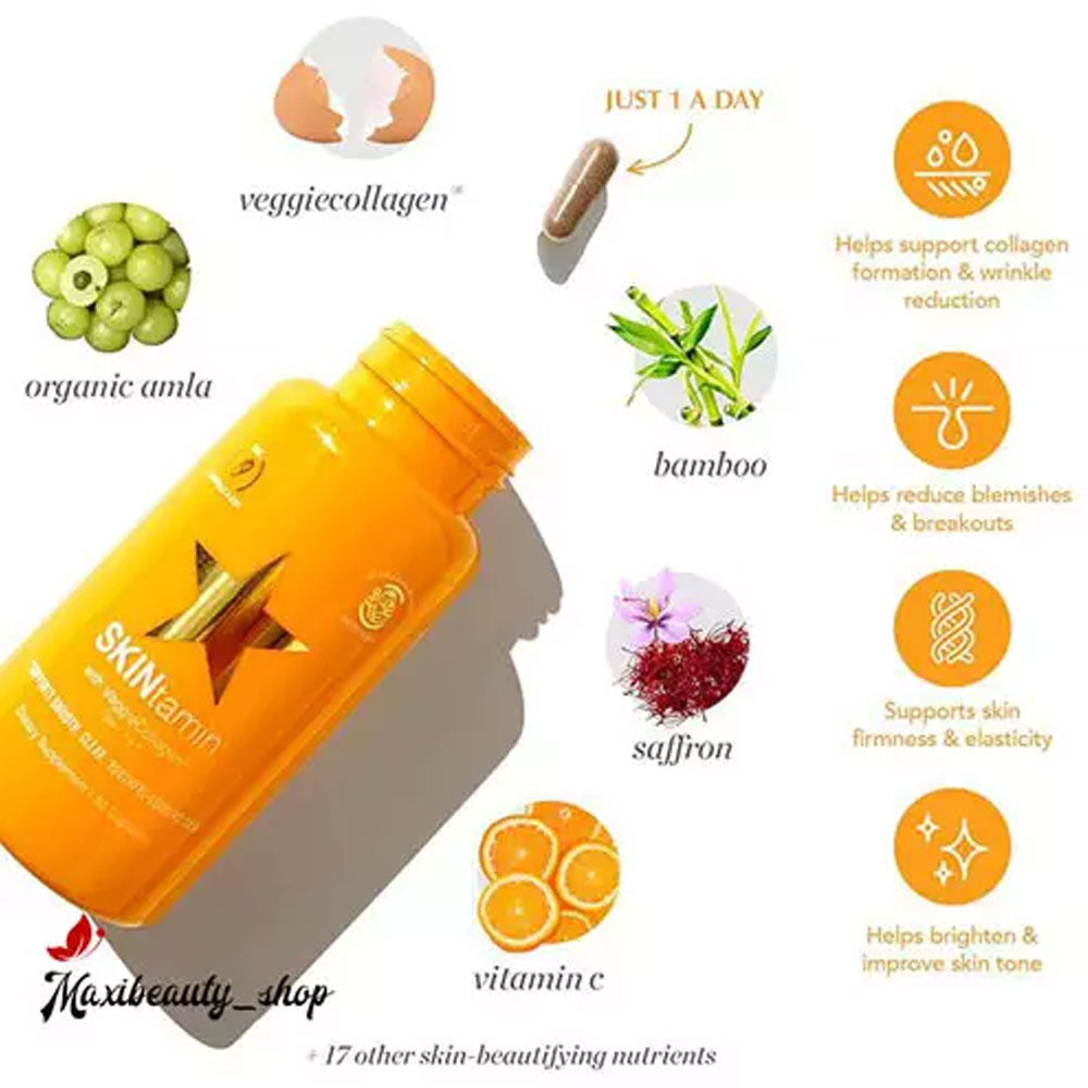 SKINtamin  Vitamin for Skin Health & Collagen Support - 30 Capsules