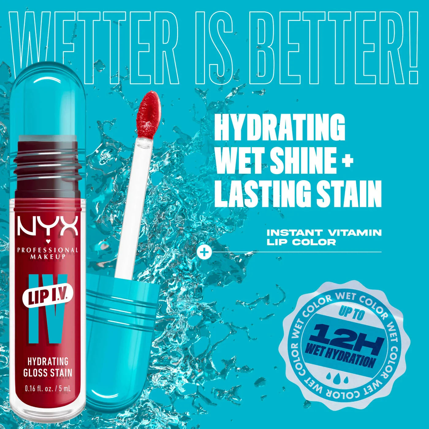 NYX- Lip I.V. Hydrating Lip Gloss Stain- 11 Red Y  Set Wet