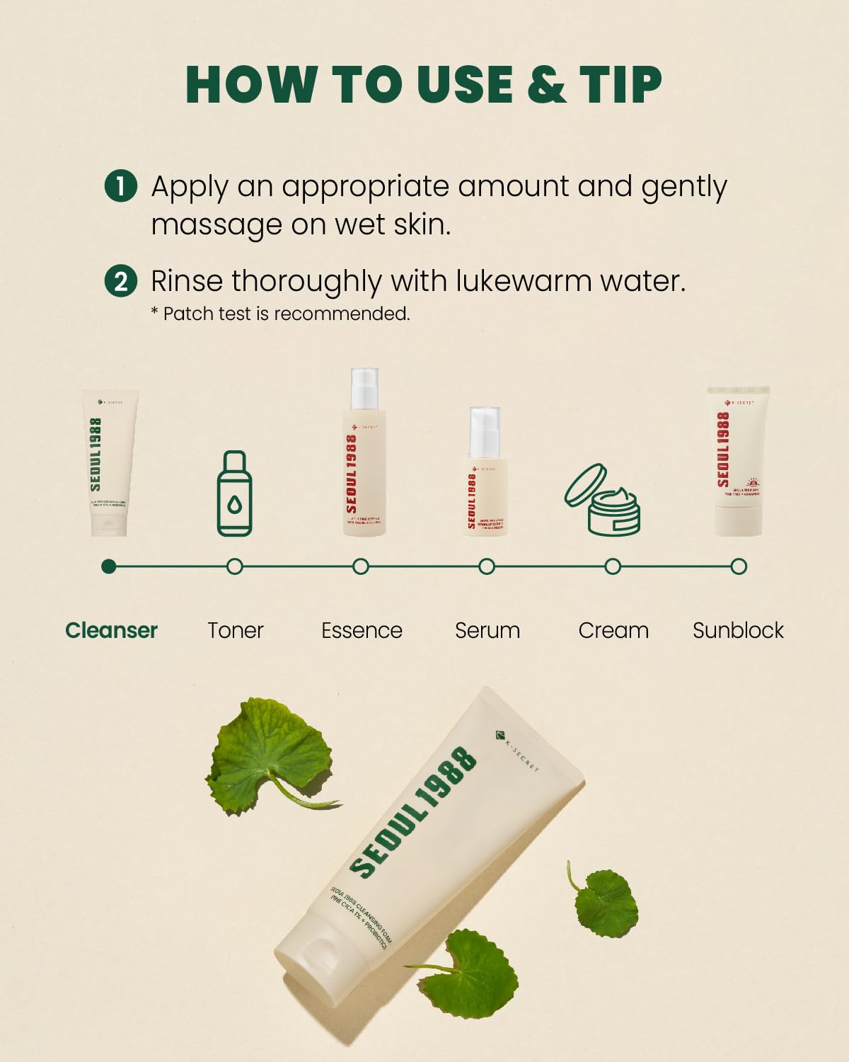 K-Secret  Seoul 1988 Pine Cica 1% + Probiotics Cleansing Foam -150ml