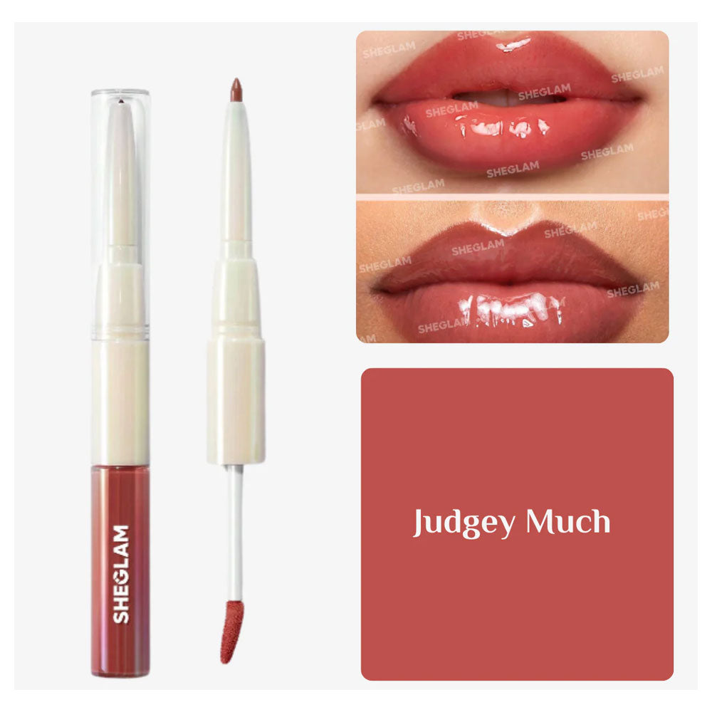 SHEGLAM Lip Rules Liner & Gloss Pen | 2-in-1 Lip Gloss & Lip Liner - Judgey Much