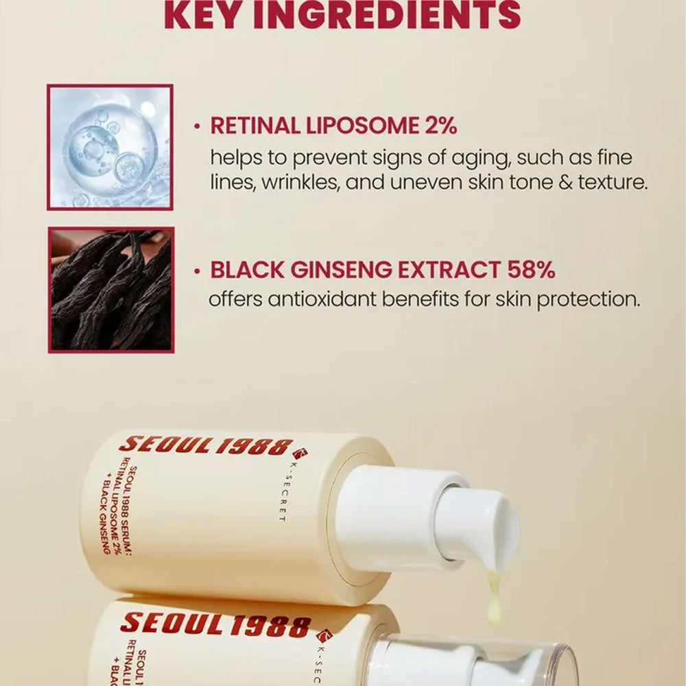 K-Secret Seoul 1988 Serum Retinal Liposome 2% + Black Ginseng - 30ml