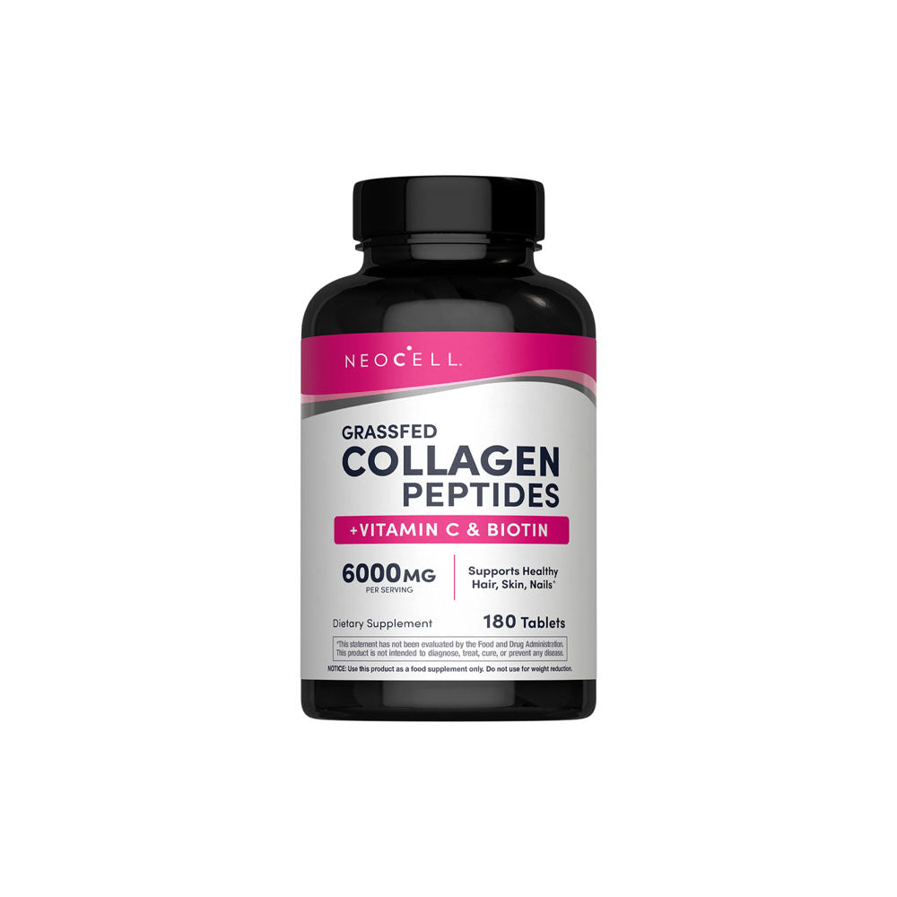 NeoCell Grassfed Collagen Peptides + Vitamin C & Biotin -180 Tablets