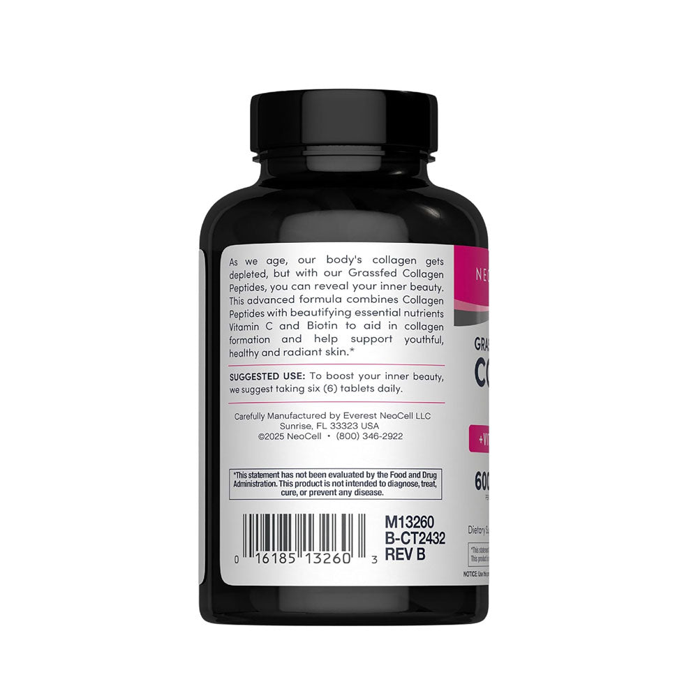 NeoCell Grassfed Collagen Peptides + Vitamin C & Biotin -180 Tablets