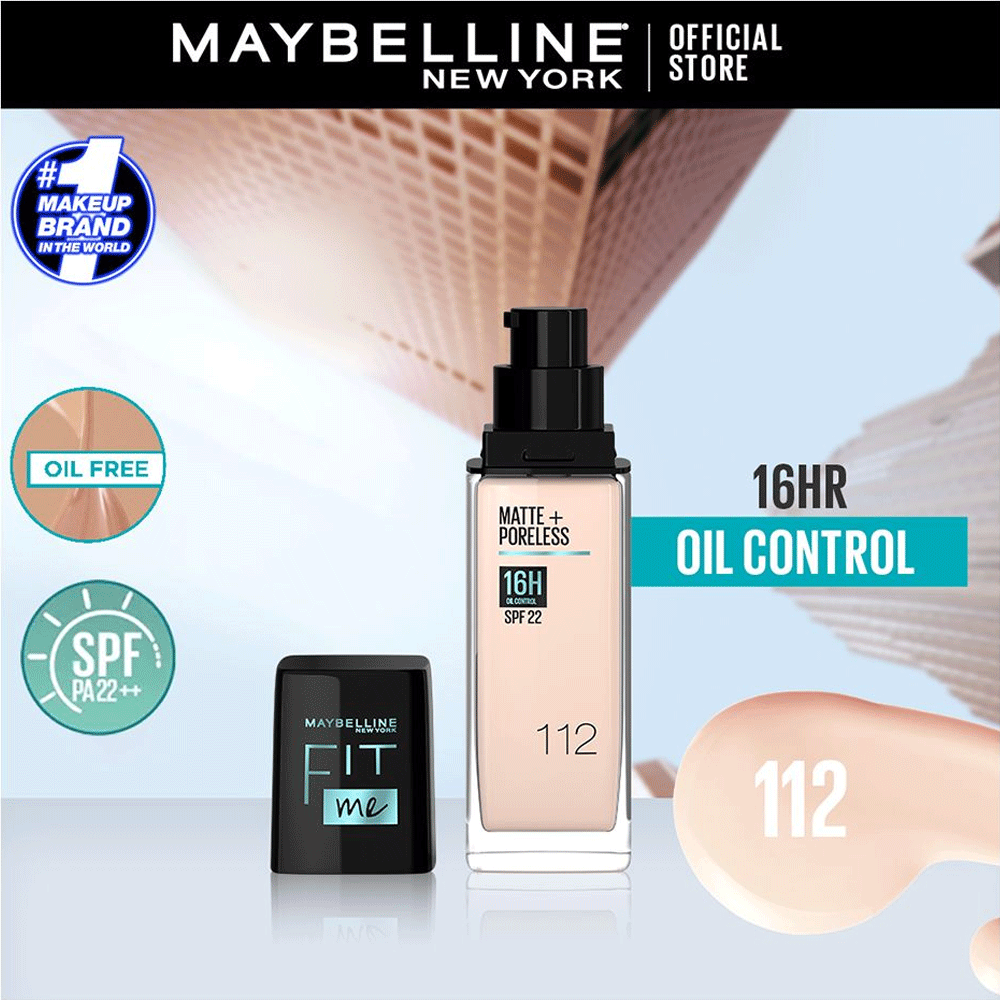Maybelline New York Fit Me Matte + Poreless SPF 22 Foundation, 112 Natural Ivory -  30ml