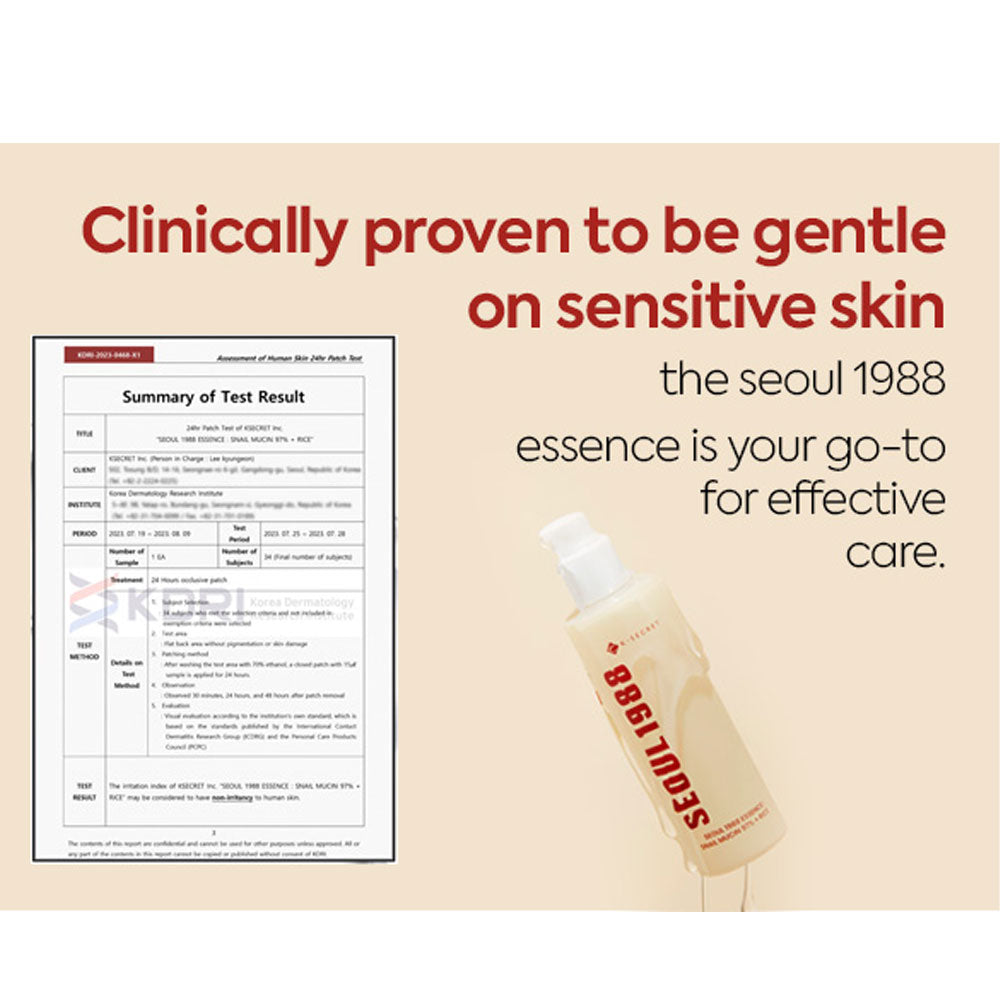 K-SECRET SEOUL 1988 ESSENCE : SNAIL MUCIN 97% + RICE -100ml