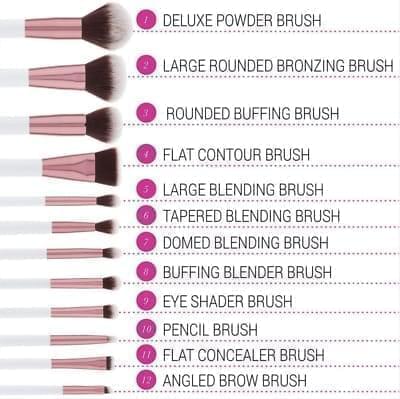 BH Cosmetics Crystal Quartz Brush Set - 12 Pieces