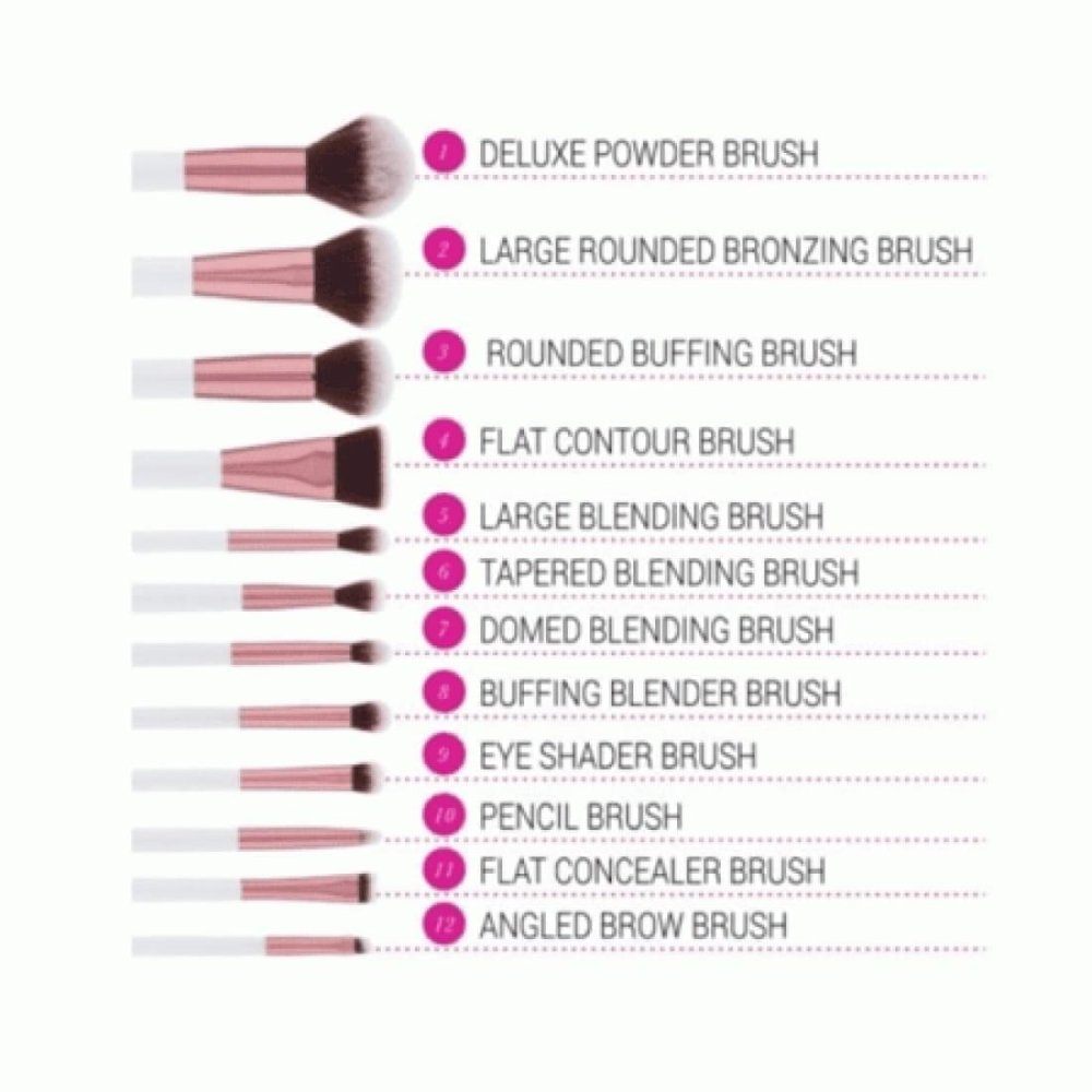 BH Cosmetics Crystal Quartz Brush Set - 12 Pieces
