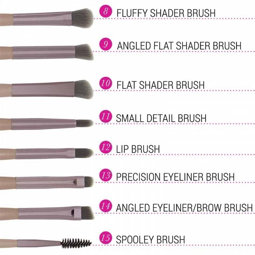 BH Cosmetics Lavish Elegance Brush Set - 15 Pieces with Cosmetic Bag