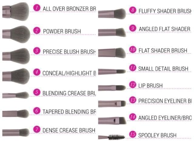 BH Cosmetics Lavish Elegance Brush Set - 15 Pieces with Cosmetic Bag