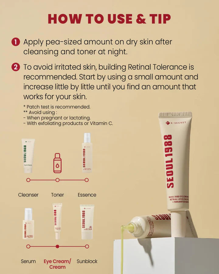 K-SECRET SEOUL 1988 Eye Cream : Retinal Liposome 4% + Fermented Bean - 30ml