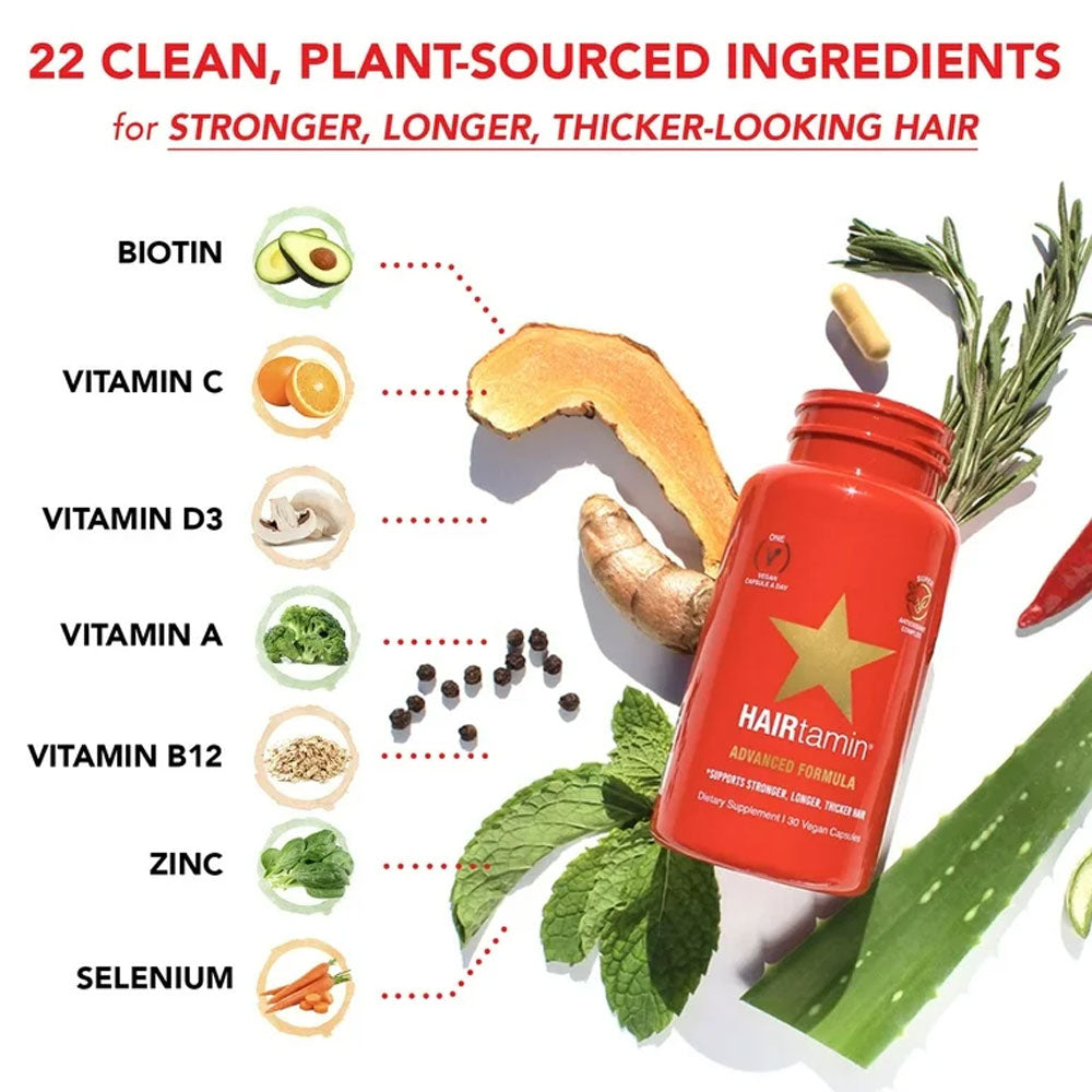 HAIRtamin Vegan Hair Vitamins for Faster Hair Growth -  30 capsules