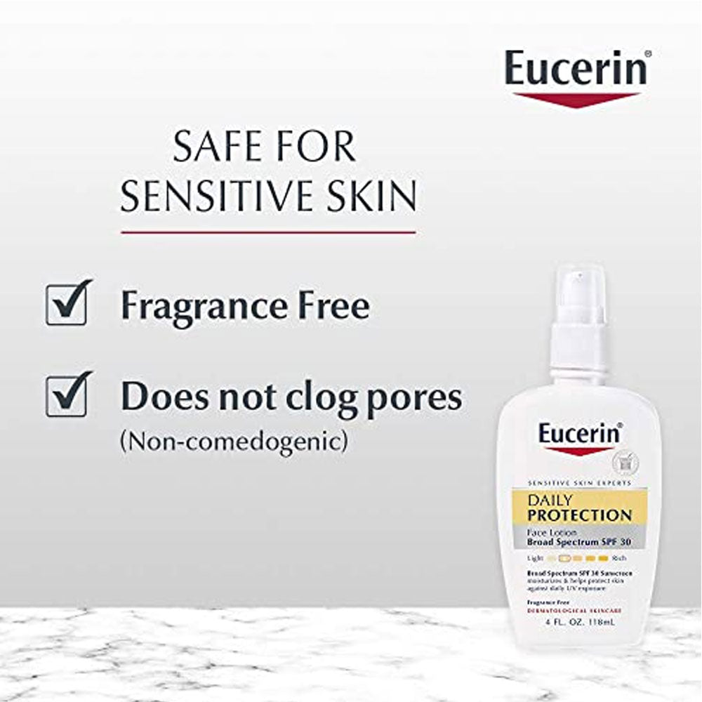 Eucerin Daily Protection Face Lotion & Sunscreen, SPF 30, Fragrance Free (118 ml)
